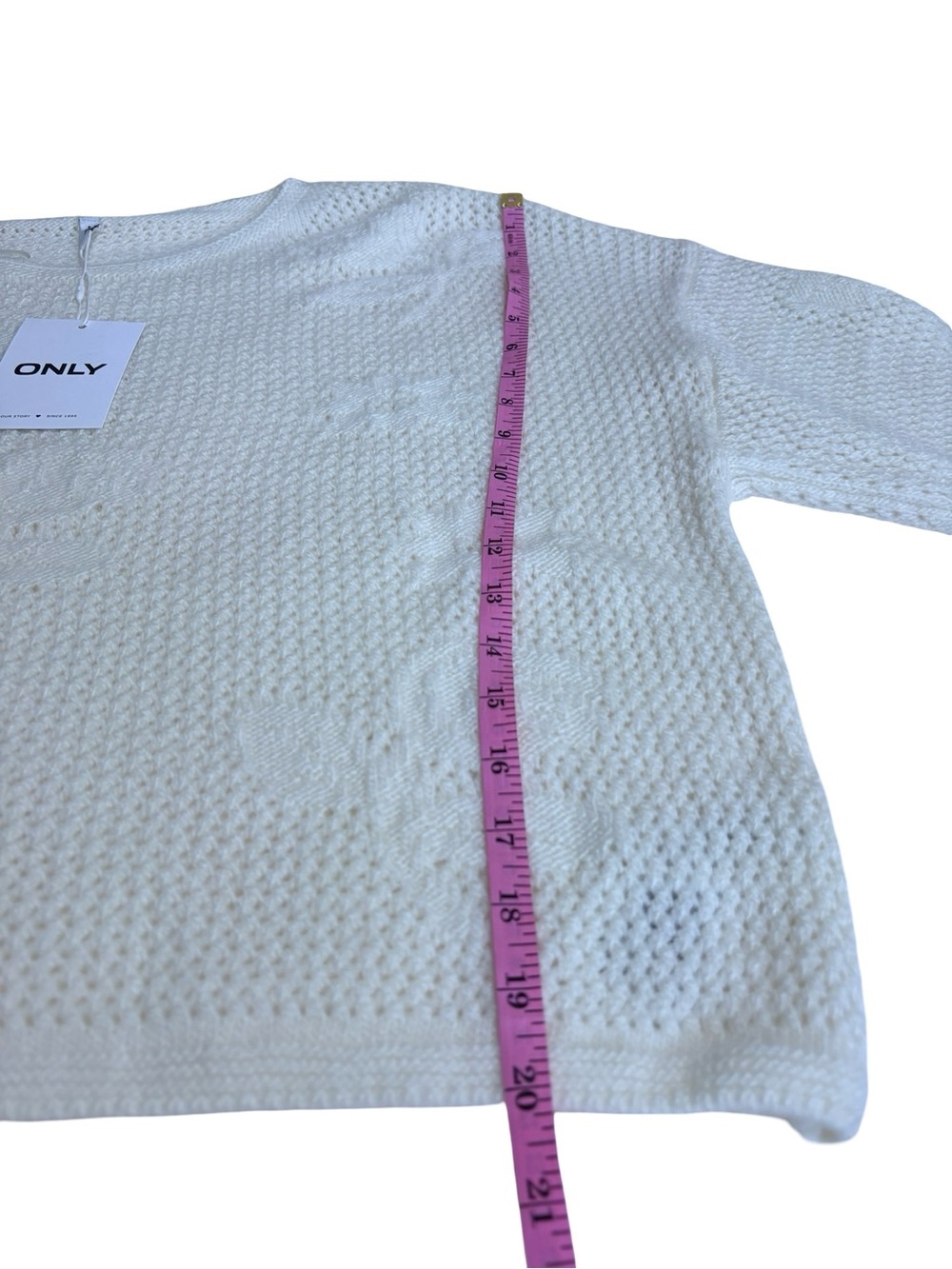 ONLY Oversized Floral Knit Sweater NWT XXL Cream Cozy Pullover - Picture 7 of 8